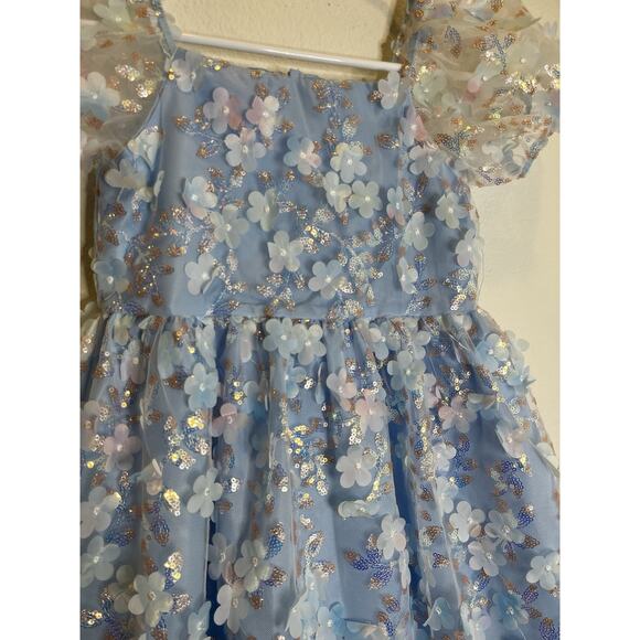 Rare Editions Girls Dress Size 6 Light Blue Sparkle Sequins Party Holiday - Picture 6 of 10